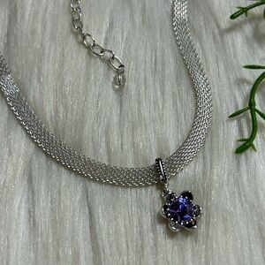 Mesh gothic choker silver tone necklace
